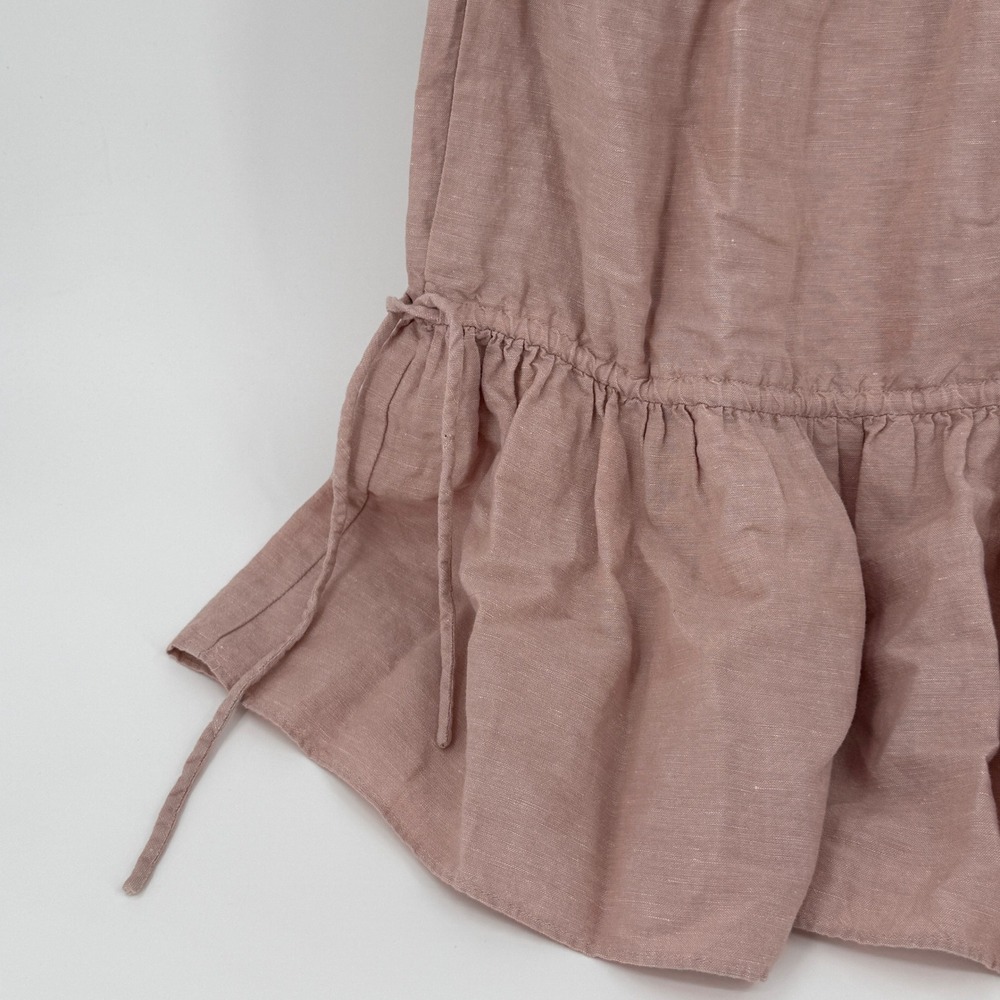 Madewell Womens Linen Blend Tiered V-Neck Mini‎ Dress Dusty Rose Pink Small - Picture 4 of 5